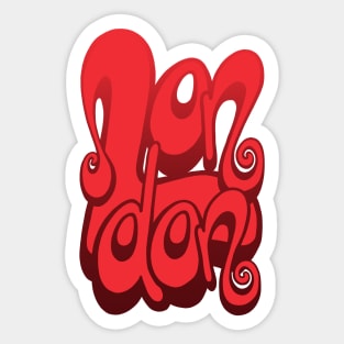 London lettering art - cherry tomato red Sticker